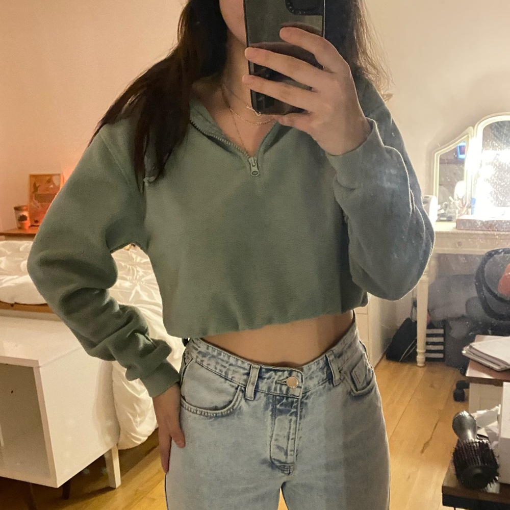 Pac-Sun Cropped Fleece Half Zip